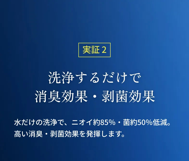 実証2 洗浄するだけで消臭効果・剥菌効果