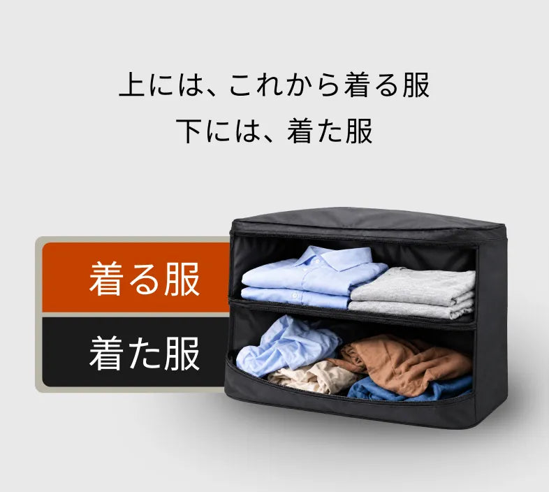 上には、これから着る服 下には、着た服